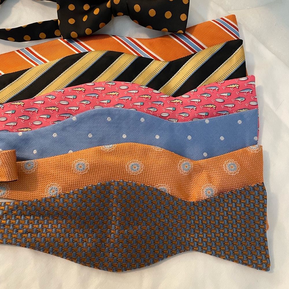 Brooks Brothers 346 and others bow tie lot of 7 and pocket square